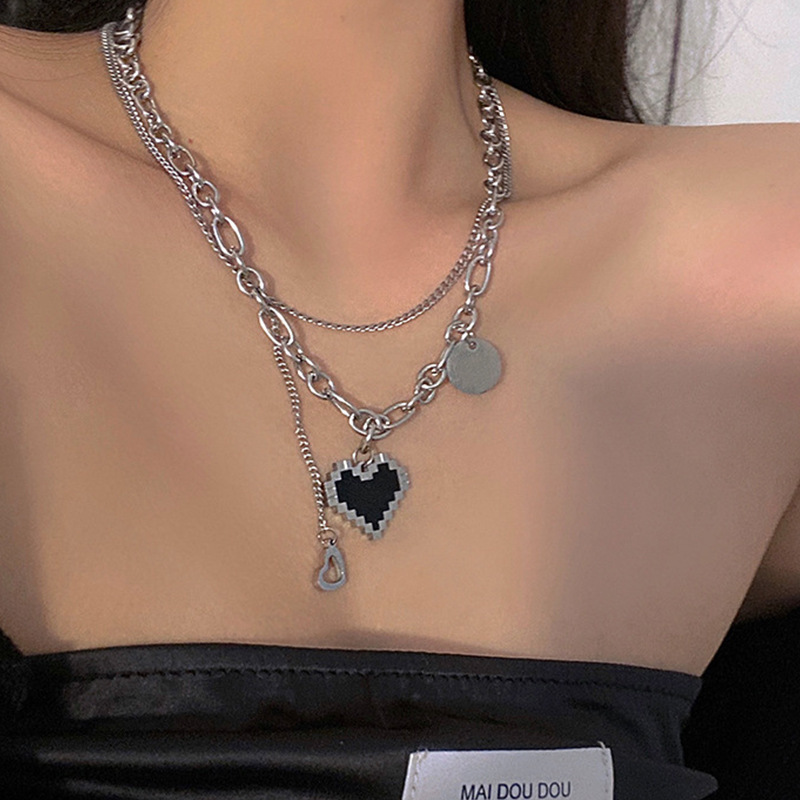 Y2K Crystal Butterfly Pendant Necklace Women Light Luxury Egirl Punk Heart Grunge Clavicle Chain Jewelry Party