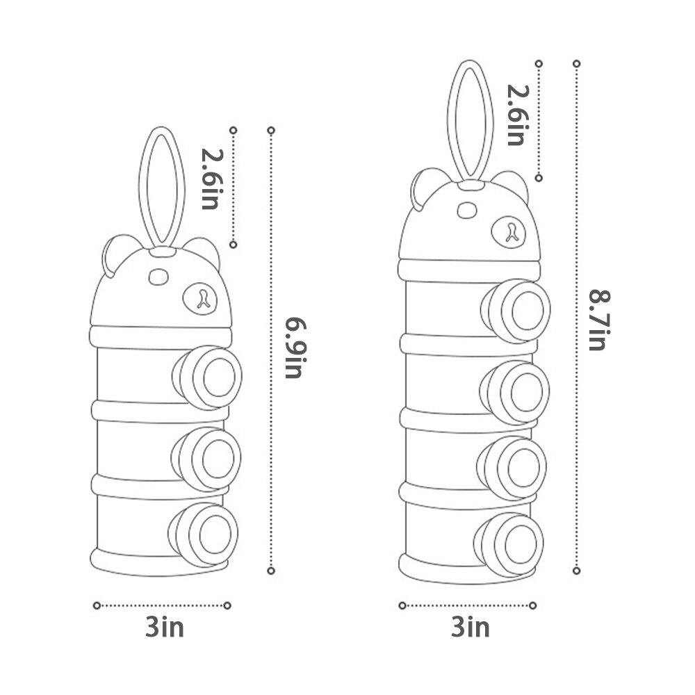 3 / 4 schichten Milchpulver Kasten Tragbare Baby Lebensmittel Lagerung Kasten Ätherisches Getreide Karikatur Kleinkind tapsen Snacks Container