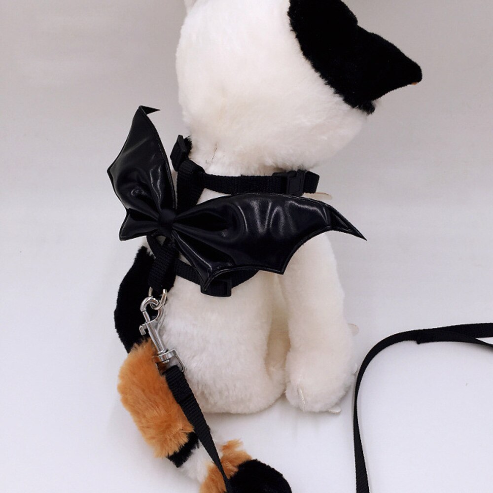 Behogar Leuke Halloween Huisdier Bat Wings Leash Harness Set Voor Kat Hond Pet Puppy Halloween Cosplay Maskerade Partij Kostuum Maat S