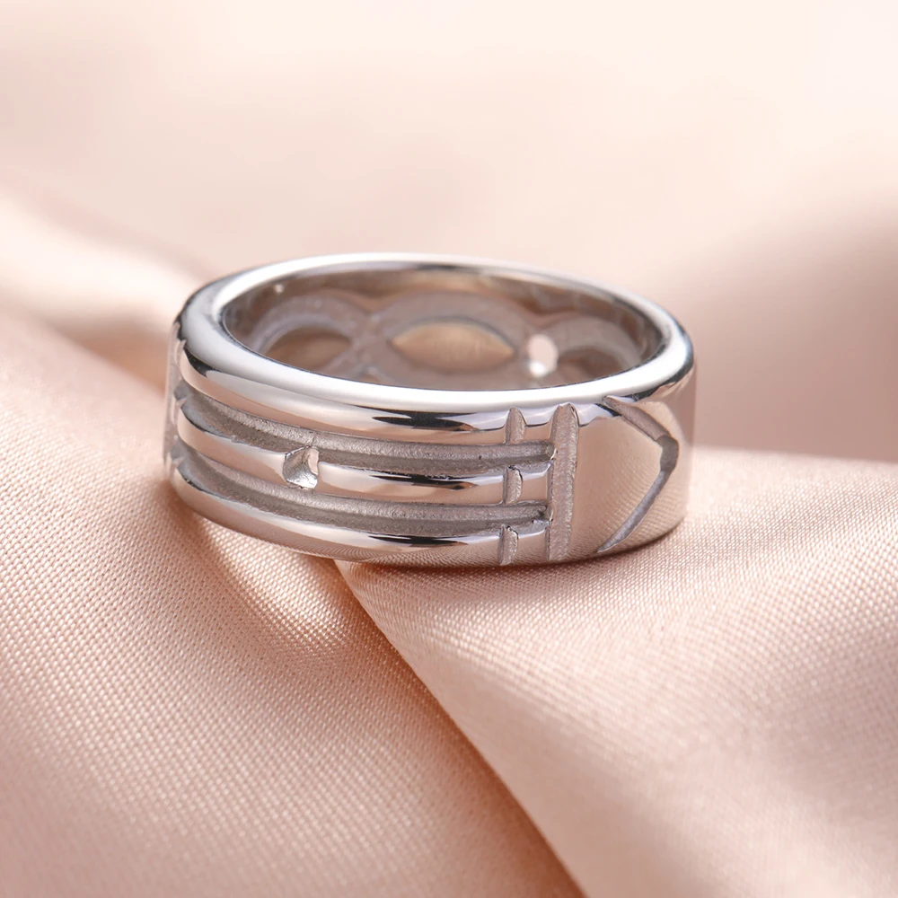 Anillo Skyrim de acero inoxidable con amuleto Atlantis para hombres y mujeres, anillos minimalistas para parejas, banda de boda, joyería de aniversario, al por mayor