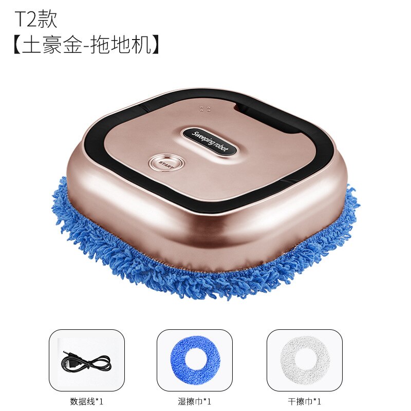 1500 mAh Automatic Home Wet Dry Sweeping Robot Mopping Machine Mop Sweeper Electric Washing Floor Washer Spin Mop Self Cleaning: T2 gold