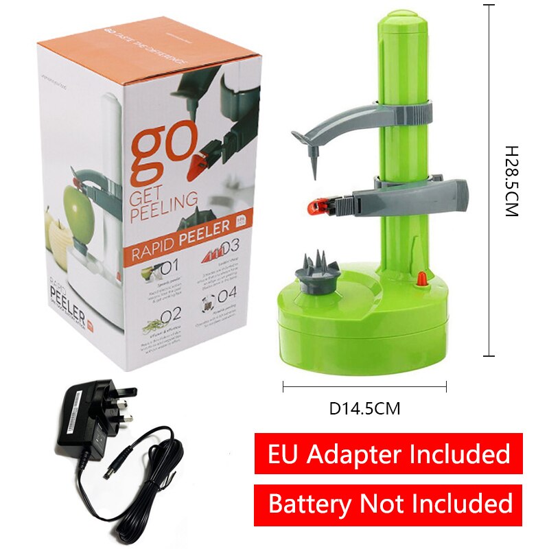 Automatische Elektrische Kartoffel Schäler Multifunktions Obst Gemüse Schäler Peeling Cutter Kochen Werkzeug Küche Spielereien Zubehör: Grün UK Adapter