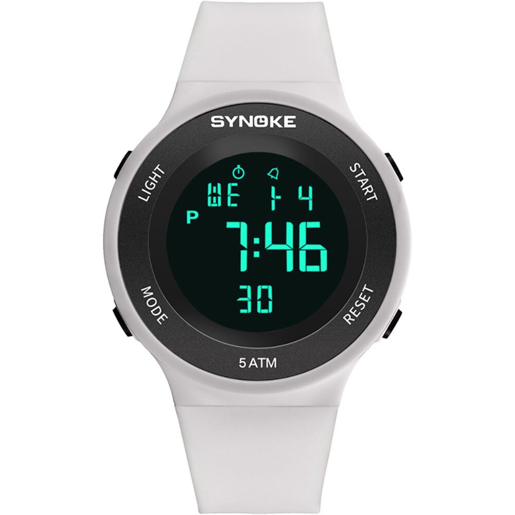 Unisex Outdoor Waterdichte Alarm Plastic Band Datum Display Paar Lover Sport Digital Electronics Polshorloge Relojes: WHITE