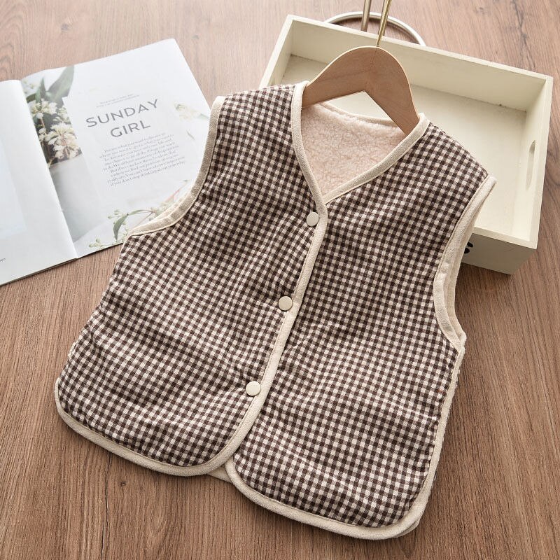 Chaleco superior para niños, primavera y otoño, Cachemira de cordero, chalecos para bebés y niñas, ropa para niños P5824