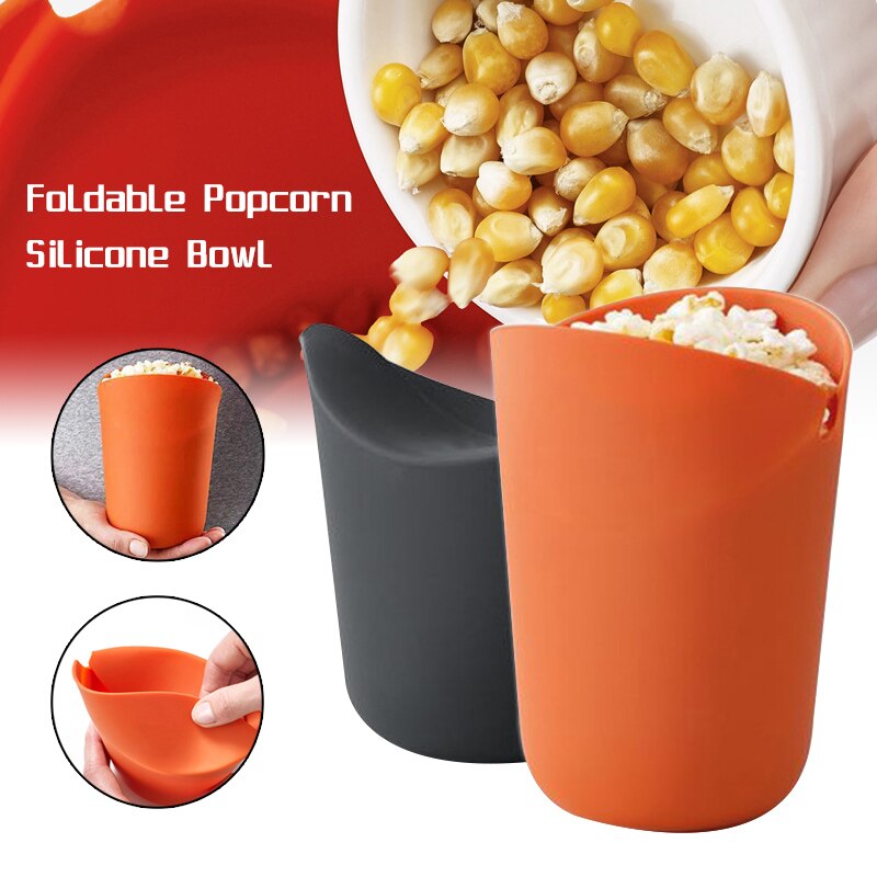 Foldable Silicone Popcorn Bucket Popcorn Bowl Food Grade Round Snack Storage Popcorn Bucket Microwave Available
