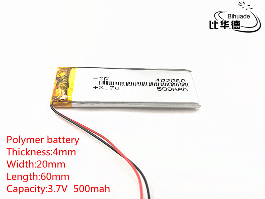 3.7V 500mAh 402060 Lithium Polymer Li-Po li ion Rechargeable Battery cells For Mp3 MP4 MP5 GPS
