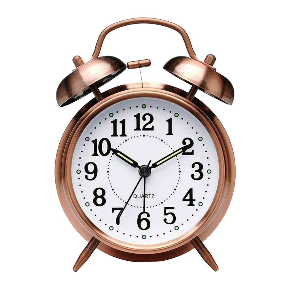 Reloj despertador Vintage de campana, reloj despertador de cuarzo Retro, relojes de mesa de tic-tac para decoración de dormitorio, hogar y oficina, de: Rojo