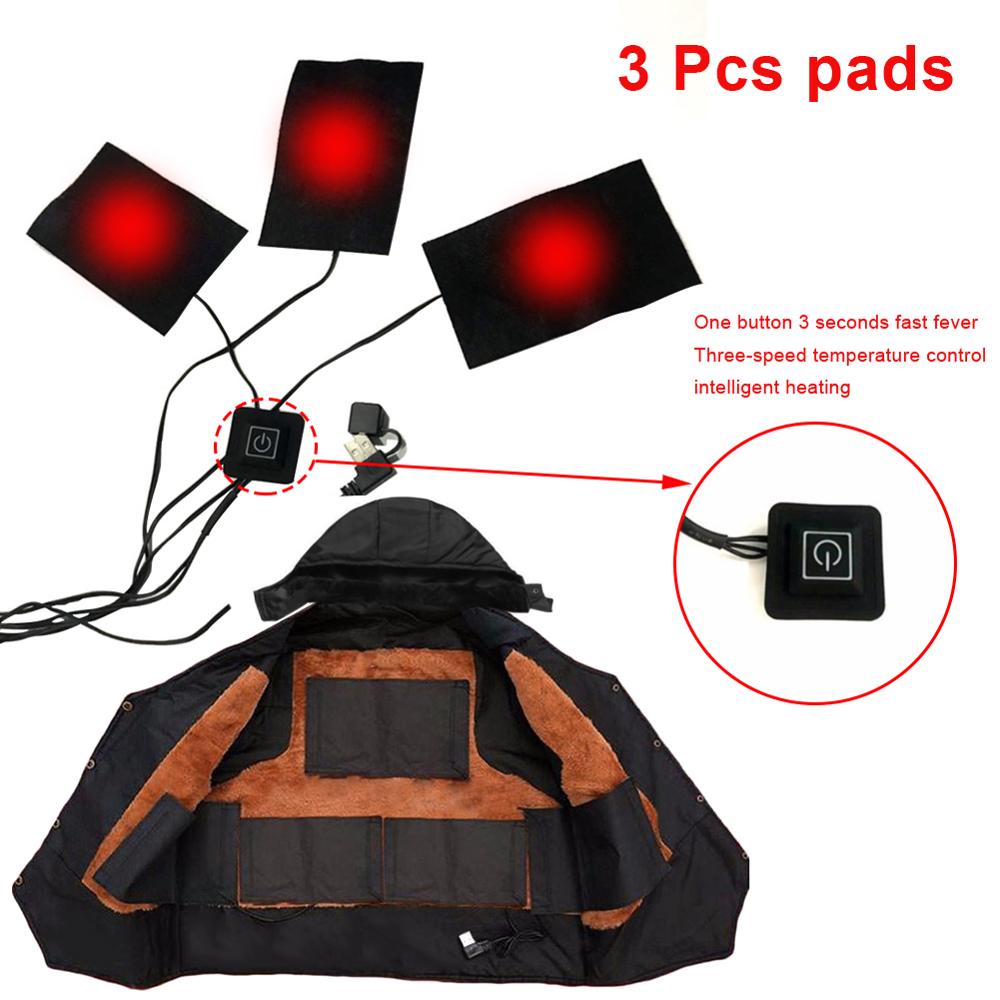 Conjunto de chaqueta con calefacción eléctrica para exteriores, almohadilla térmica con USB, almohadillas calentadoras para ropa de invierno, 1 Juego