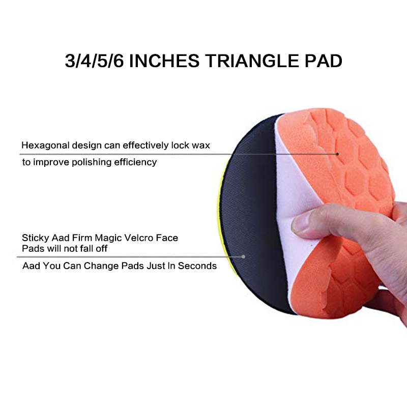 Kit de tampons de polissage de voiture, hexagonaux, 3 pièces, éponge à disque de polissage pour polisseuse de voiture 3/4/5/6 pouces