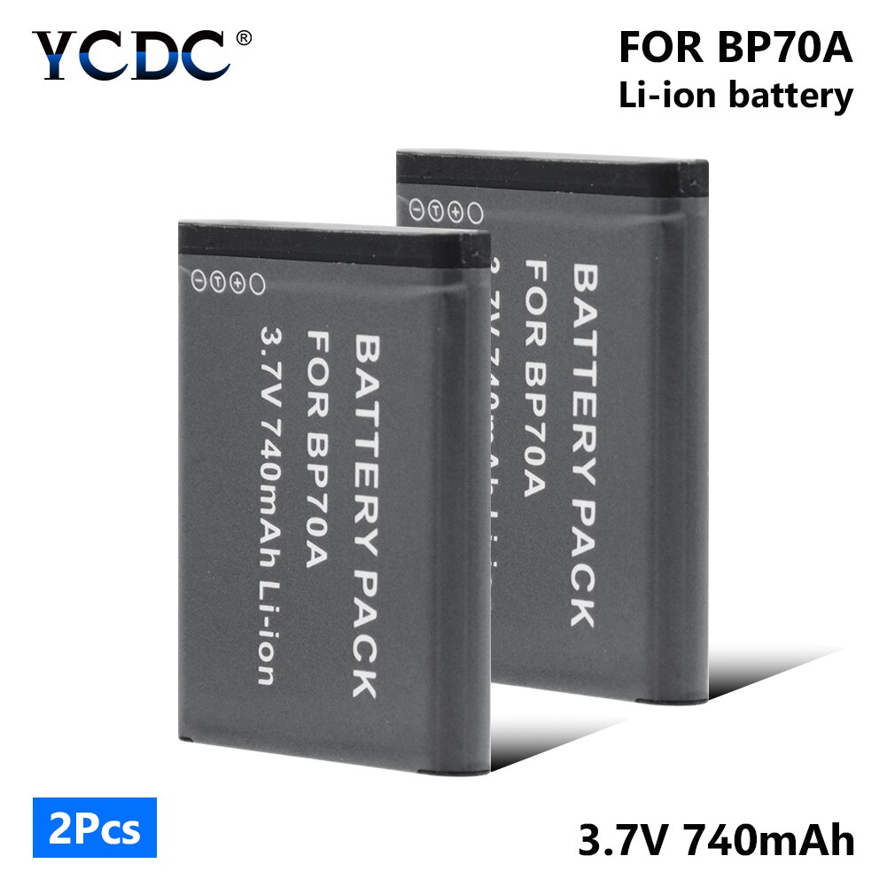 1/2 Pieces BP70A 740mAh Li-ion Lithium Battery For Samsung ES30 ES65 ES67 ES70 ES71 ES73 ES74 ES75 ES80 ES90 ES95 ES96 ES99 SL50: 2 pieces batteries