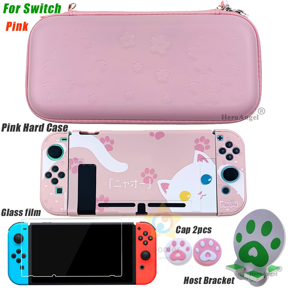 Cute Pink For Nintend Switch Protective Case Animal Crossing Console Storage Bag for Nintendo Switch Lite Accessories Thumb Grip