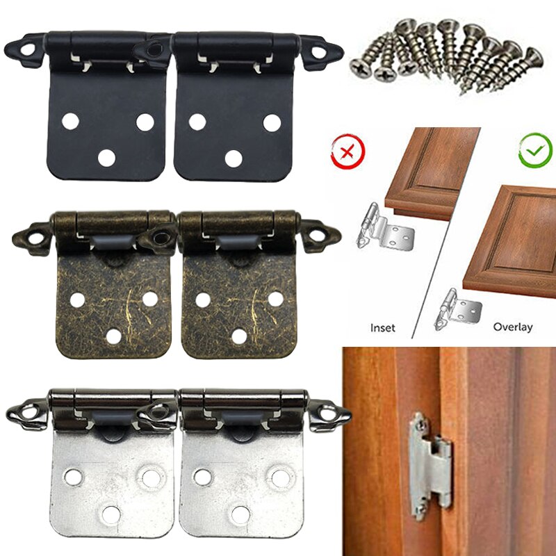 2PCS Steel American Self Closing Spring Cabinet Hinge Overlay Cabinet Door Hinges Flush Cabinet Hinges