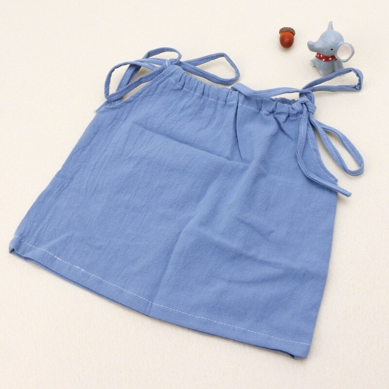 Summer Baby Girl Cotton Strap Top Sleeveless T Shirt Newborn Shoulder Tie Top