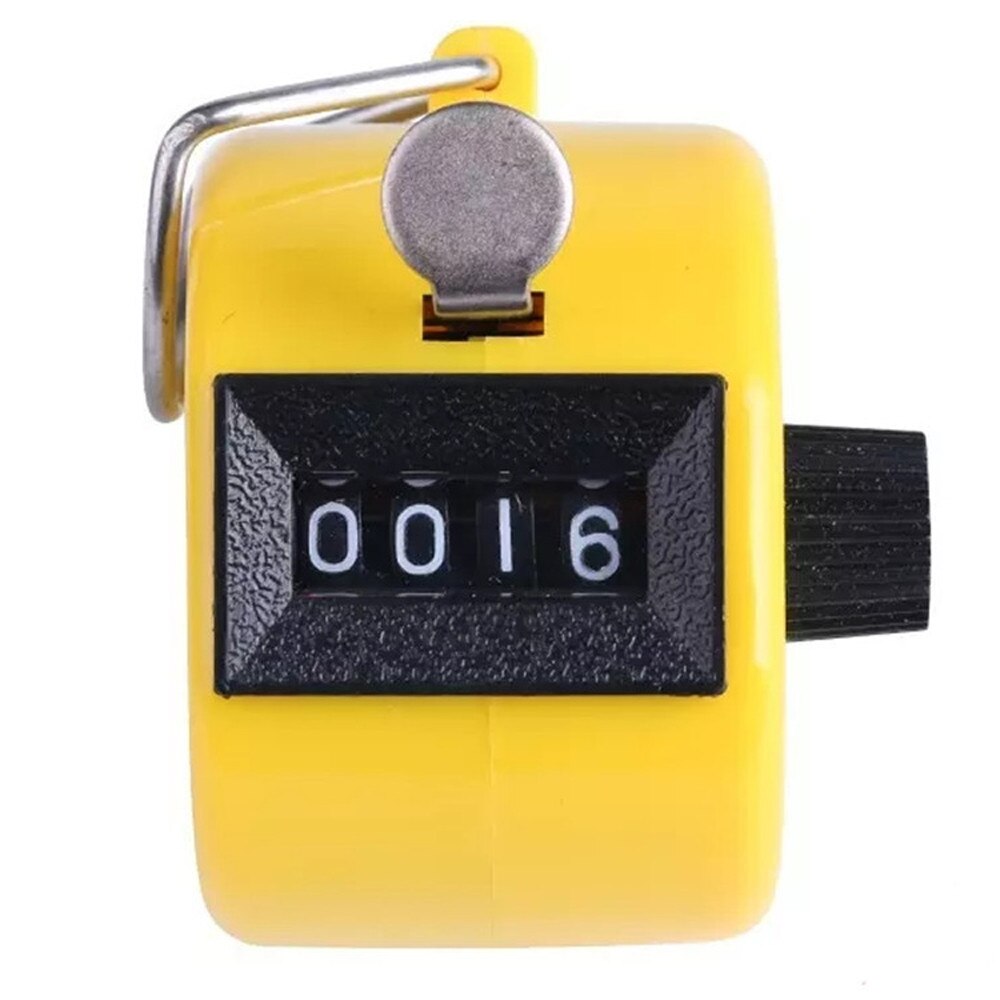 Digital Hand Held Tally Clicker Counter 4 Digit Number Clicker Golf Chrome Finger Hand Ring Knitting Row Tally Counter Pedometer: yellow