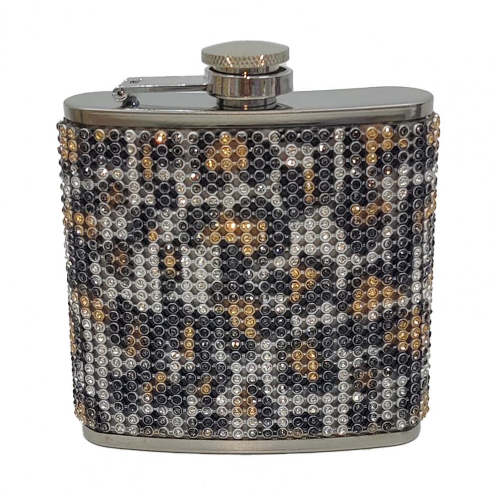 stainless steel with diamond hip flask ,Special hip flask for Ladies Anti Wine Flask for Household 180ml: Leopard Golden