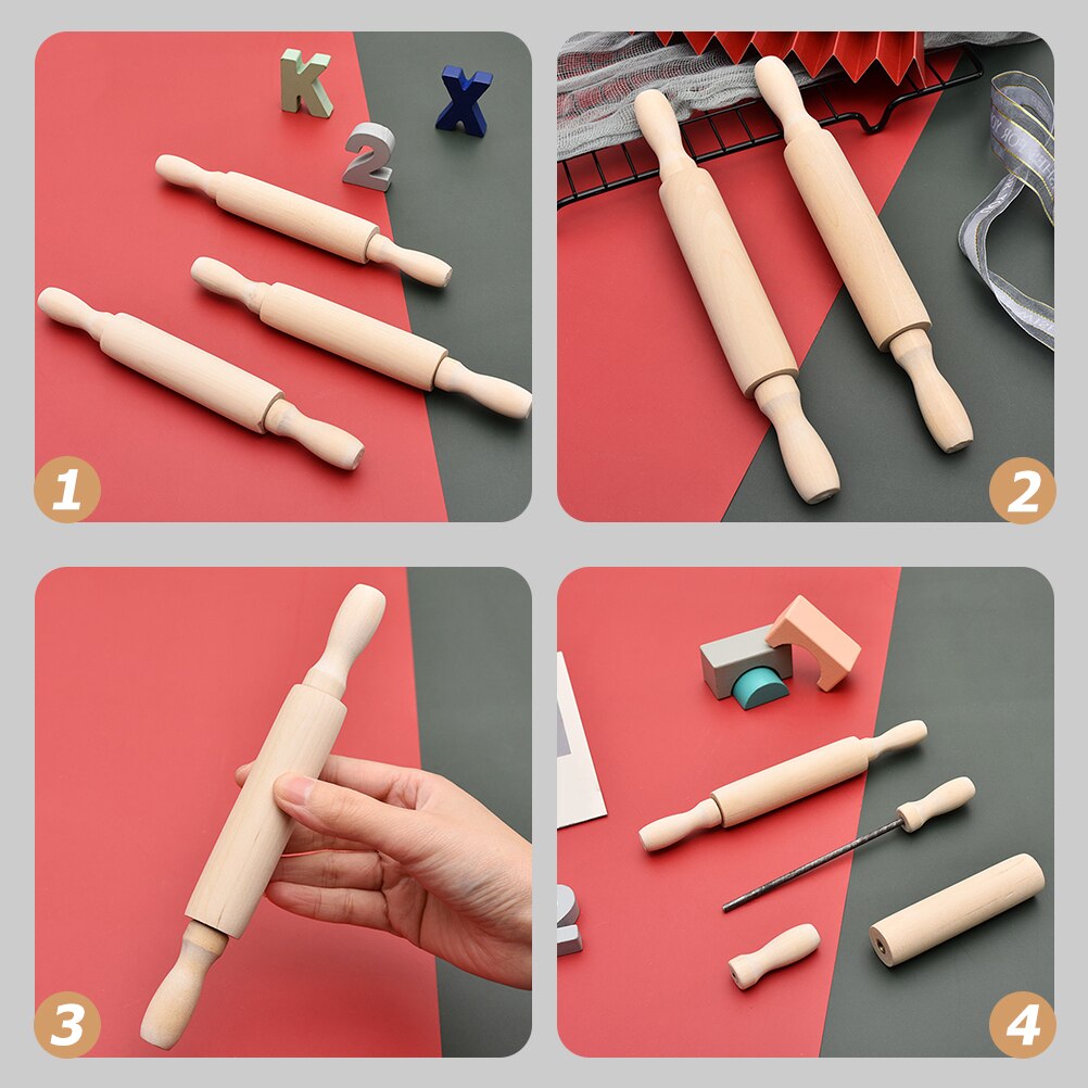 6Pcs Mini Rolling Pin Small Rolling Pin Children Kitchen Tools Mini Rolling-pins for Crafts