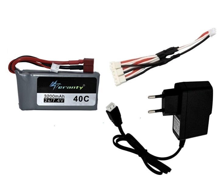 7.4v 3200mah Lipo batterie pour Wltoys 12428 12423 RC quatre roues RC véhicule voiture 1500mAH 7.4v batterie Feiyue 03 Q39 RC partie chargeur: WHITE