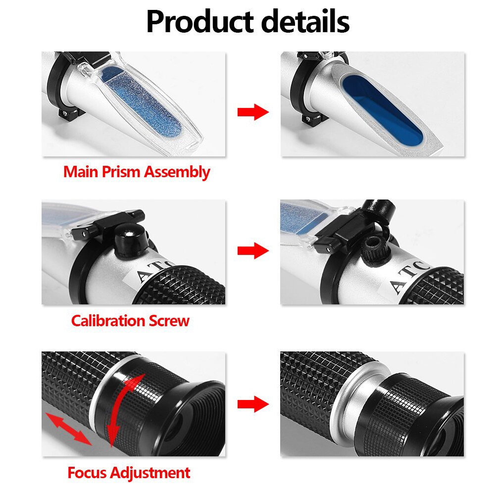 Alcohol Refractometer For Spirit Alcohol Volume Percent Measurement With Automatic Temperature Compensation Alcohol Hydrometer