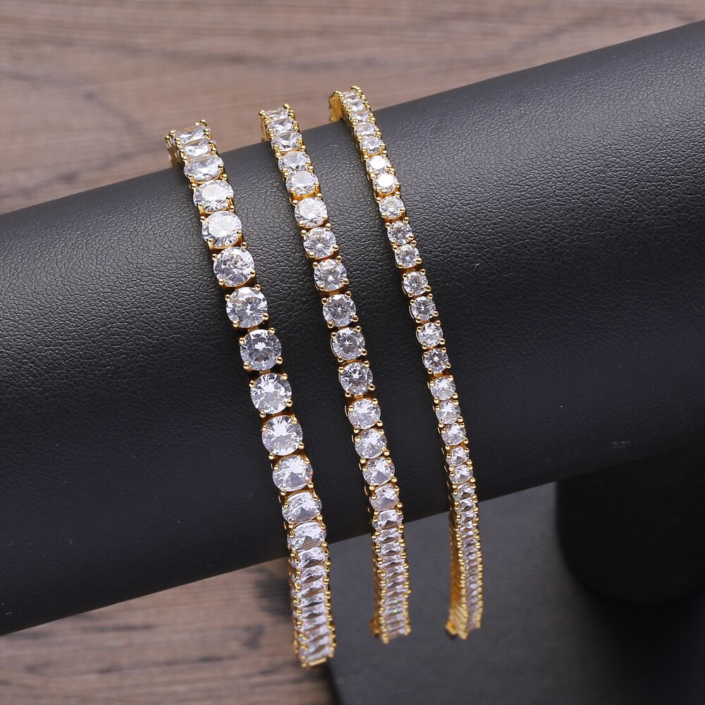 BB106-pulsera de tenis de latón para hombre, joyería de Hip hop, CZ, 3mm, 4mm, 5mm