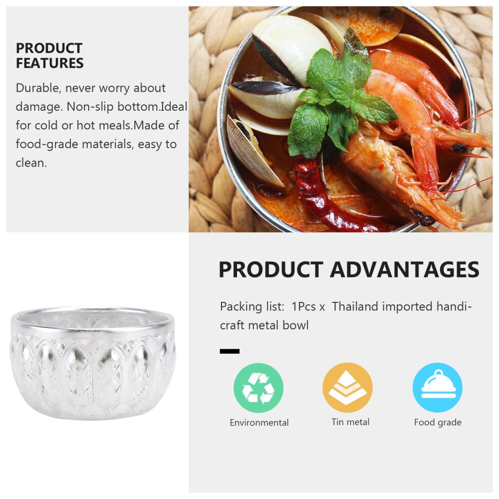 1Pc Decoratieve Kom Restaurant Kom Hotel Huishoudelijke Servies Dining Kom Zilver