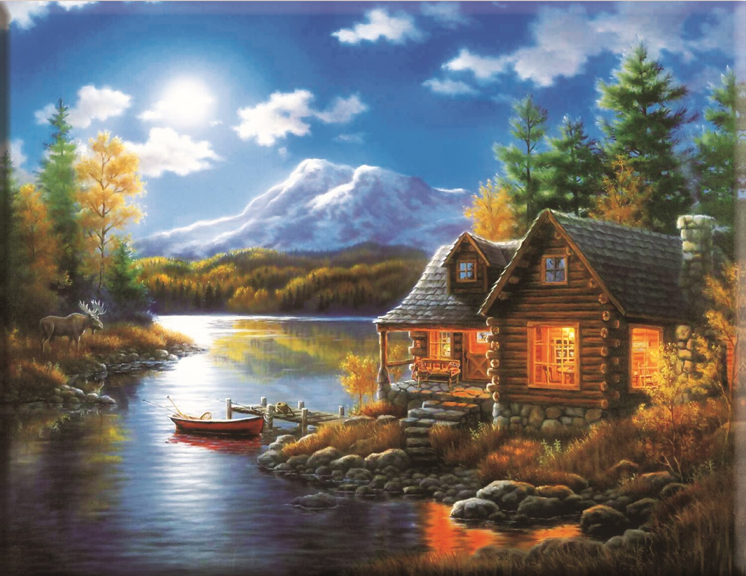 Huacan Kruissteek Borduren Winter Landschap Katoenen Draad Schilderen Diy Handwerkpakketten 14CT Winter Home Decoratie: CT-043