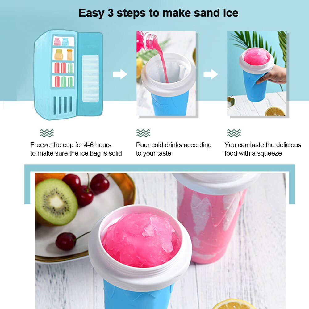 Slush Smoothie Cup Reusable Mug Cooling Maker Quick Frozen Magic Squeeze Ice Cream DIY Durable Milkshake Tool Pinch Homemade
