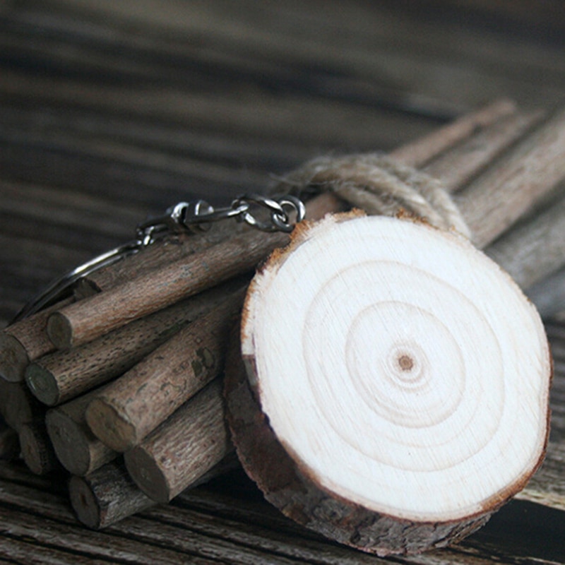 Unisex Hout Sleutelhangers Retro Vintage Sleutelhangers Diy Autosleutel Rings Bag Charms
