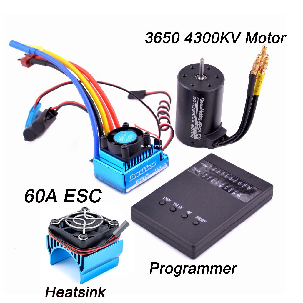 3650 2300KV / 3100KV / 3900KV / 4300KV / 5200KV Brushless Motor &amp; 45A 60A 80A 120A ESC Combo for 1:10 RC Car Boat Part: 4300KV 60A Combo