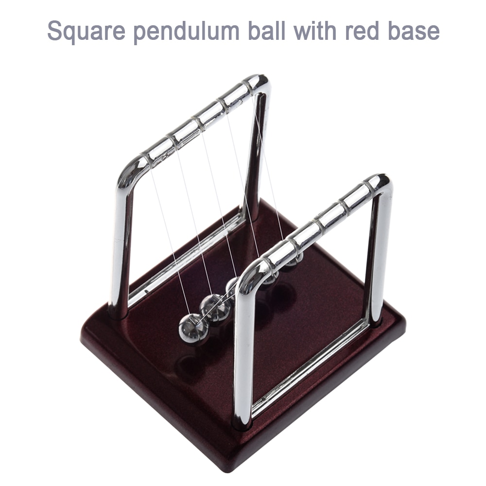 Xunmi Ambachten Newton 'S Cradle Bureau Tafel Decor Metalen Slinger Bal Newton Ball Natuurkunde Science Pendulum Steel Balance Ball: Square -red base