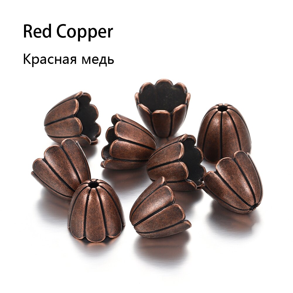 2 sztuk/partia Alloy starożytny złoty różne kształty kwiat koraliki czapki zaślepka złącza dla DIY kolczyki tworzenia biżuterii Accessroies: Red Copper 2