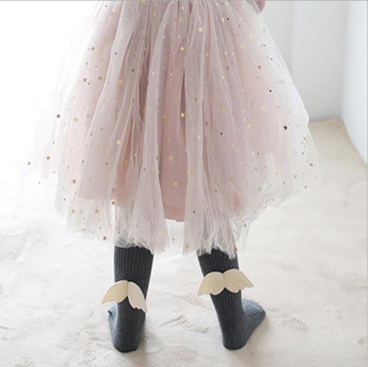 Infantile enfants bébé filles collants ailes d'ange couleur unie câble tricot Leggings doux coton collants