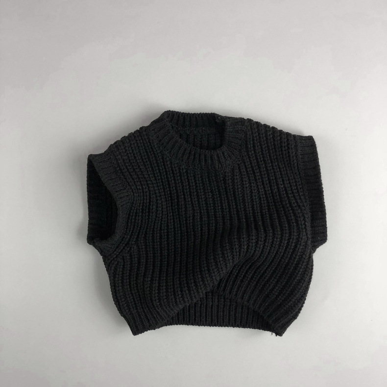Suéter sin mangas para niños y niñas, chaleco de Color sólido, literario coreano, marrón, 9243, invierno,: dark gray / 130cm