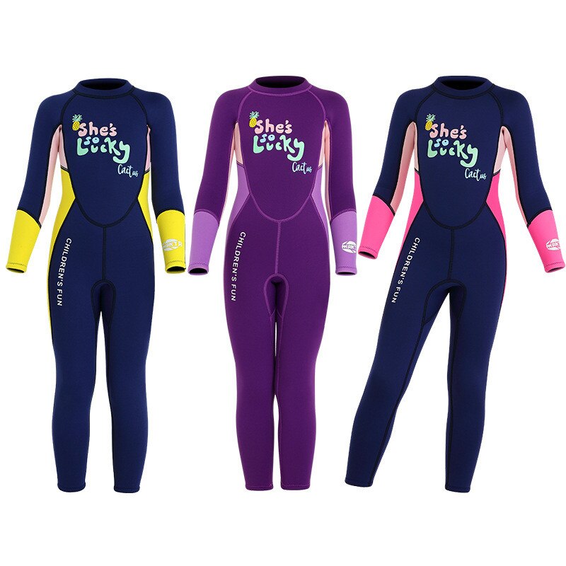 Ragazze Costumi Da Bagno Per Bambini Muta Vestito di Nuoto 2.5 millimetri Vestito di Immersione Subacquea A Prova di UV Ragazze Ispessite Lungo Manicotto di Un Pezzo del Costume Da Bagno di Surf