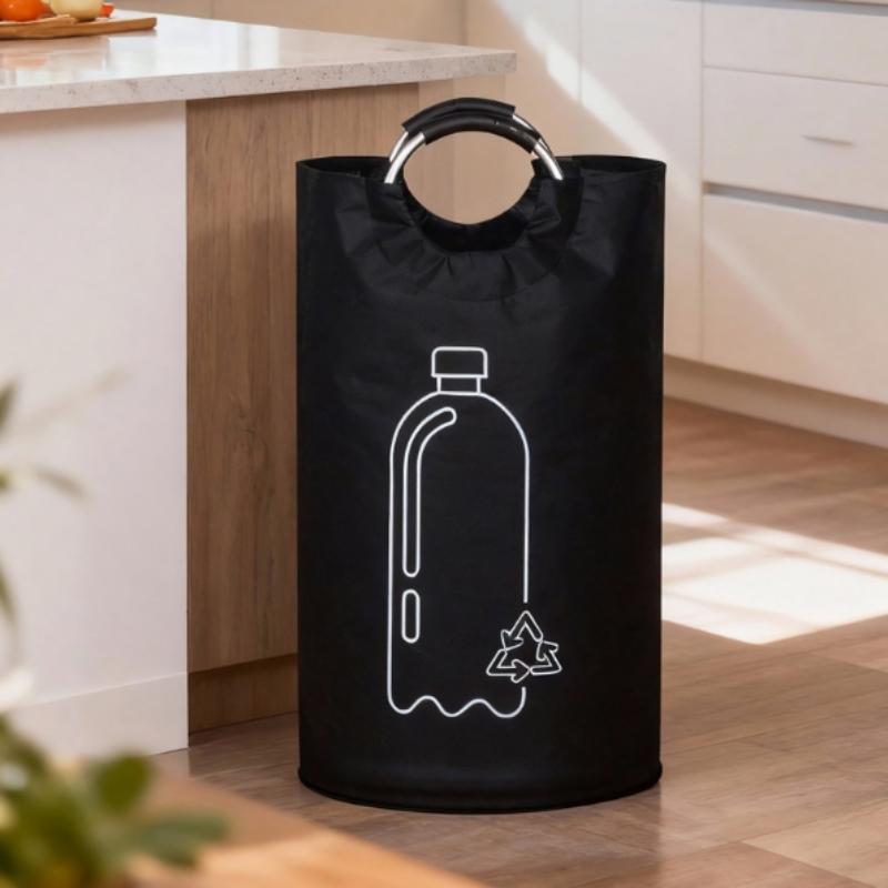 [THG] Large Capacity Empty Bottle Storage Basket With Aluminum Handle 82L Wastewater Bottle Collector Bag Folding Recycling Bin