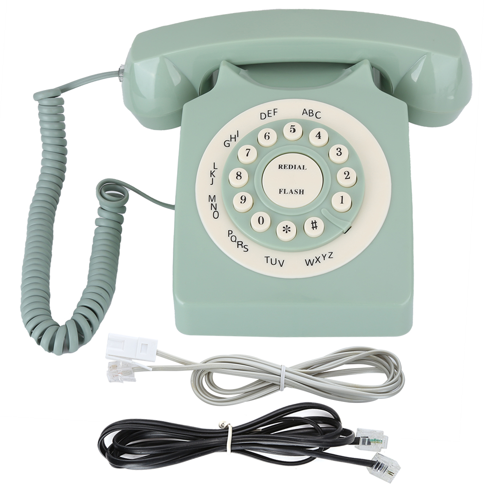 Telefone retro vintage antigo europeu à moda antiga telefone desktop telefones com fio telefone fixo para escritório em casa negócios: green