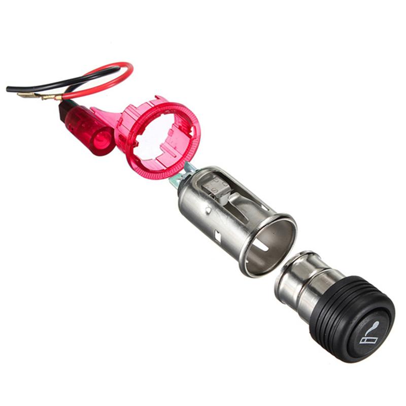 The Universal Illuminous Car Cigarette Lighter Assembly 12V for Auto Motorcycle with Socket & Cable