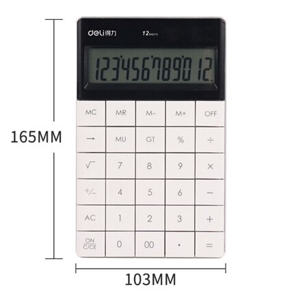 Deli 1589 Desktop Rekenmachine Student Kantoor Kleurrijke 12-Bit Grote Knop Multifunctionele Dual Voeding 5 Kleur Optioneel: White