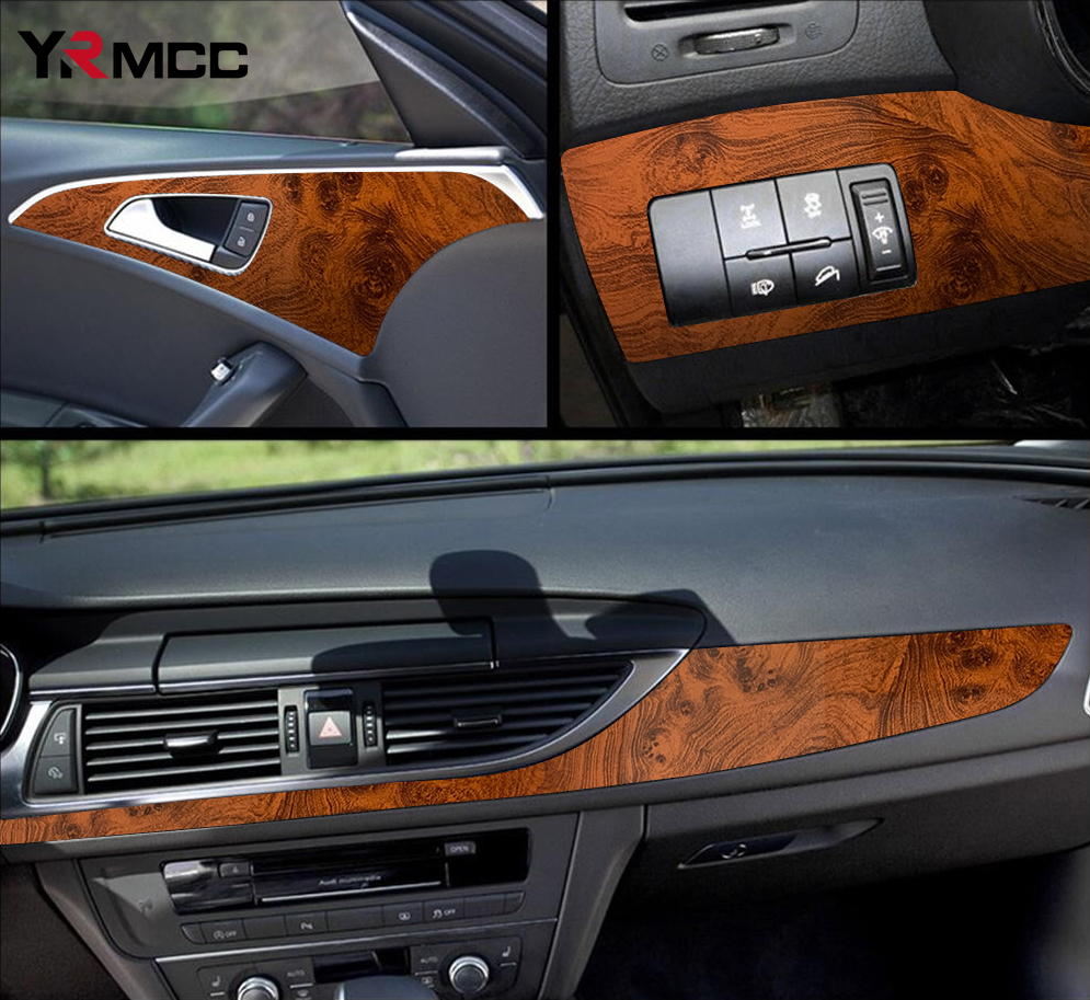 PVC Wood Grain Car Vinyl Wrap Film Textured Self-adhesive Universal Interior Stickers DIY Wallpaper Furniture Car Accessories