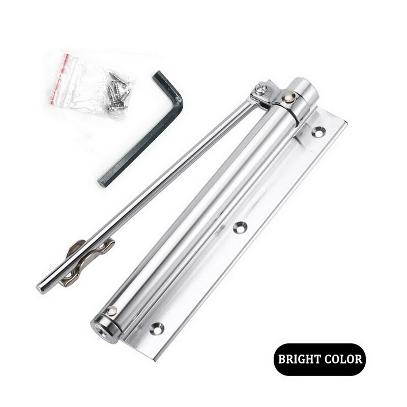 Door Closer Single Spring Strength Adjustable Surface Mounted Stainless Steel Automatic Closing Rated Door Hardware: Bright