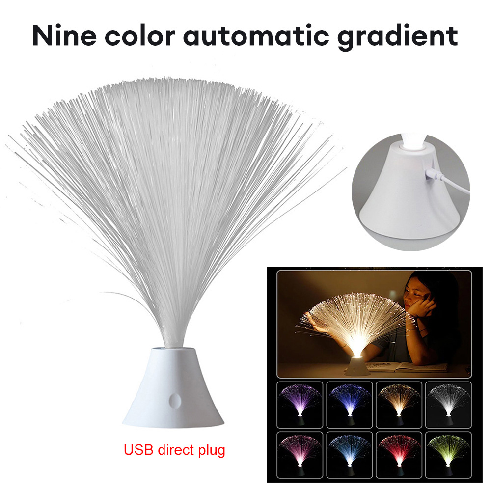 Luz LED de fibra óptica, iluminación nocturna de tres o nueve colores, lámpara de decoración, luces de ambiente de vacaciones: changeable