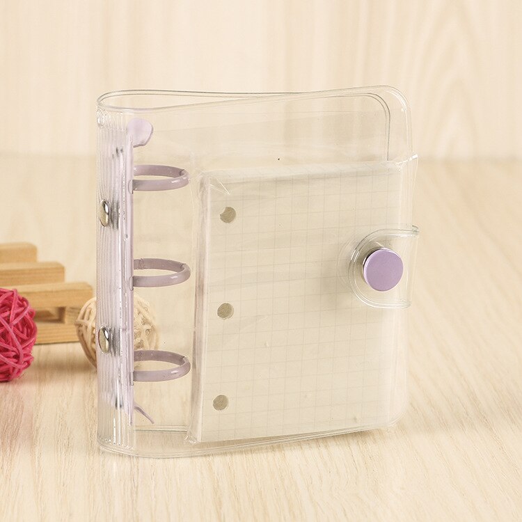 Kawaii Mini Pocket 3 Ring Loose-leaf Diary Notebook Binder Journal Agenda Book Birthday Set Korean School Stationery: purple