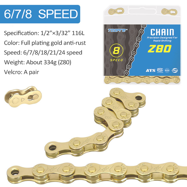 MTB Road Bike Bicycle Chain Single speed 6 7 8 9 10 11 12Speed Z X8 X9 X10 X11 X12 Velocidade TI Gold Silver Chains 116 Links: gold 6-7-8S