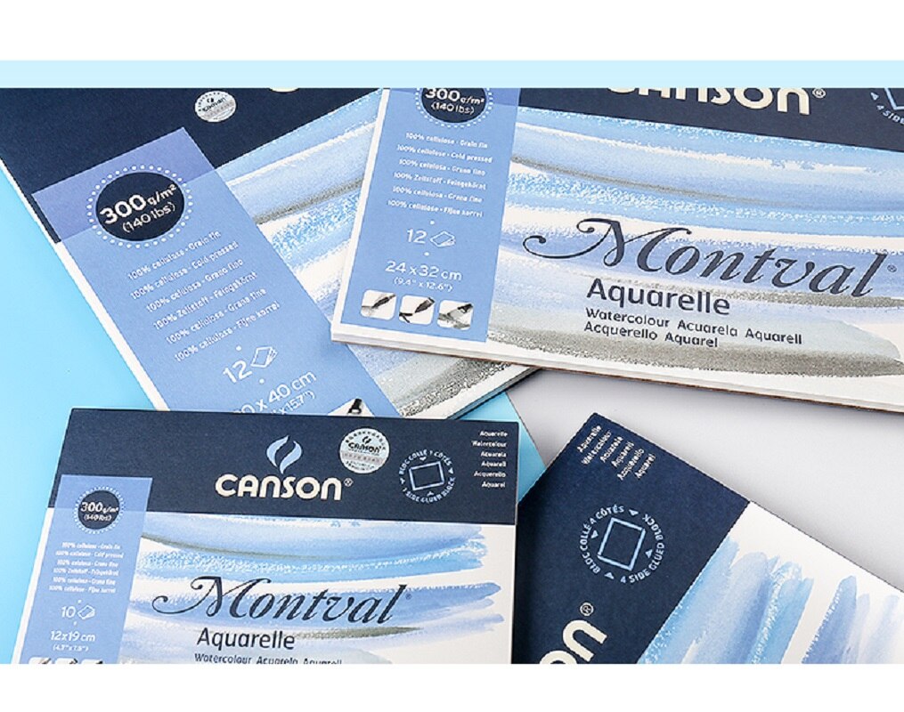 Canson-Papel de acuarela Original de Francia, 300g/m2, pintura de acuarela, 8K/16K/32K, 12 hojas, suministros de arte