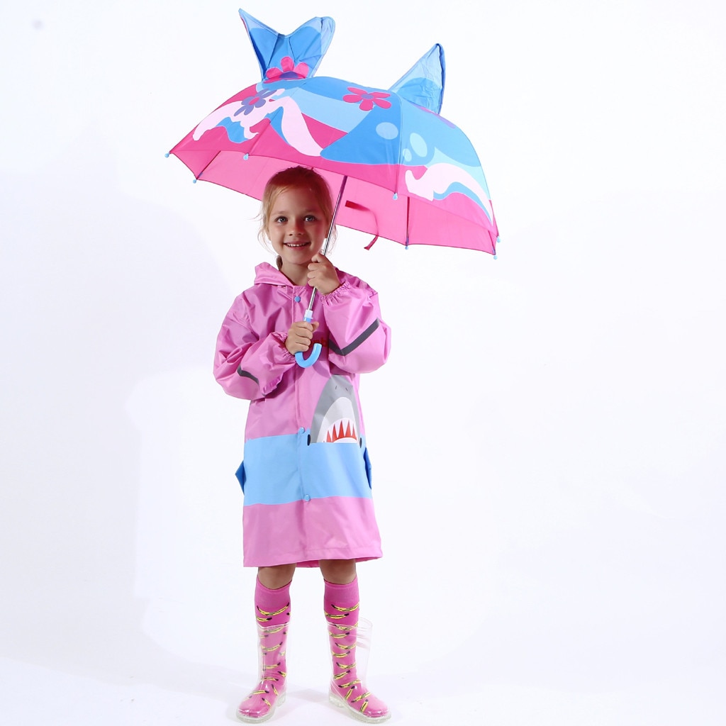 Baby piger drenge 3d tegneserie beskyttelse uv stråler paraply børn børn print cover parasol til sol regn udendørs paraply