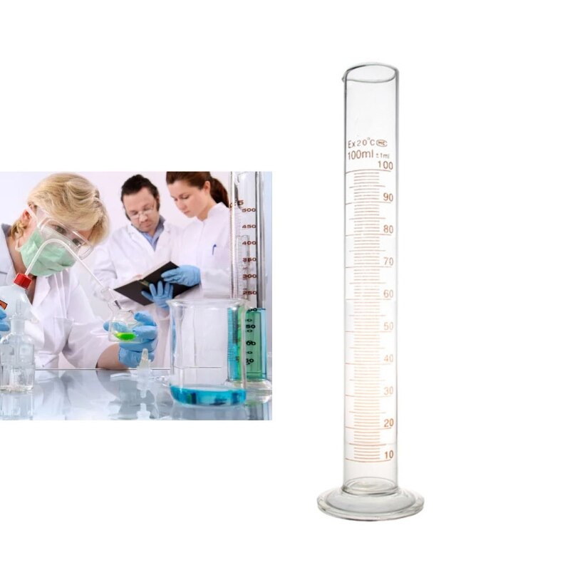 Báscula métrica individual para laboratorio de química, cilindro de medición de vidrio de 100 mL, Compatible con laboratorio de química para el hogar, Au18 21,