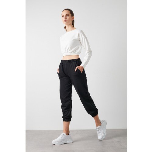 Lela Beli – pantalon de survêtement en tricot pour femme, bas de jogging basique avec volant, 5413026