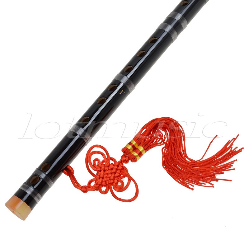 Juego de 2 piezas de pintura negra, flauta tradicional china de bambú, instrumento Musical con clave Dizi F
