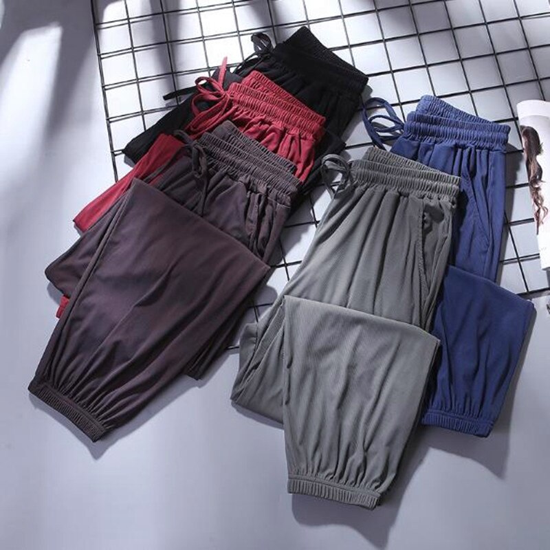 Ice silk wide-leg home pants women&#39;s spring autumn pajamas pant high waist drape lounge wear bloomers pant loose sleep pants