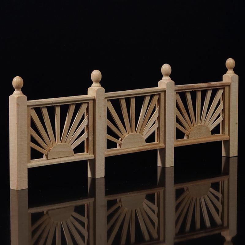 1:12 Puppenhaus Zubehör Simulation Holz 3 Abschnitt Szene Zaun Puppenhaus Balkon Leitplanke Lange Dekoration Miniatur M F3B2