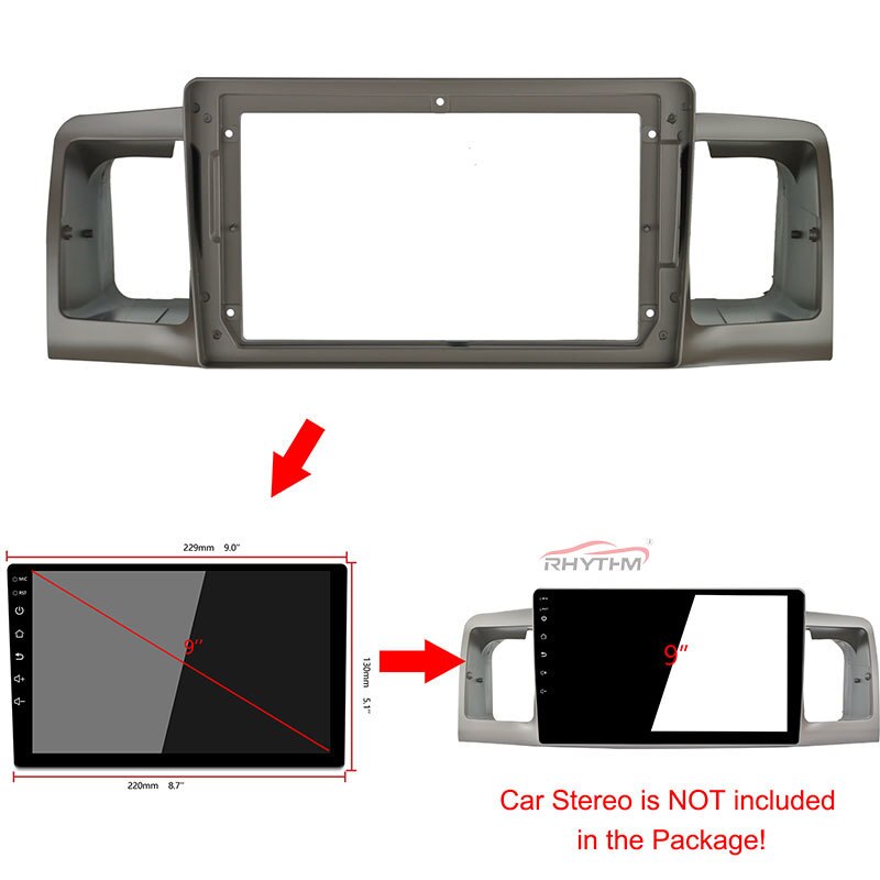Double DIN Dash Fascia Kit For Toyota Corolla Sedan 2007–2013 – Black